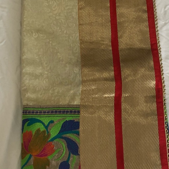 Saree gold tissue organza embroidery NWOT new unused - Picture 6 of 15